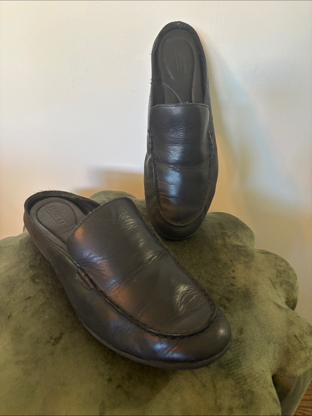 Born Women’s Black Leather Slip-On Loafers